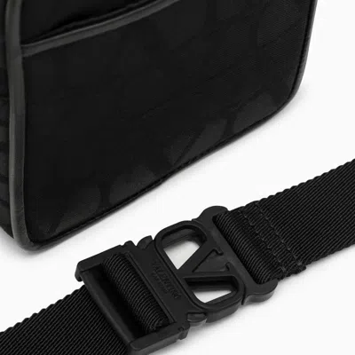 Shop Valentino Garavani Small Black Iconographe Nylon Shoulder Bag Men