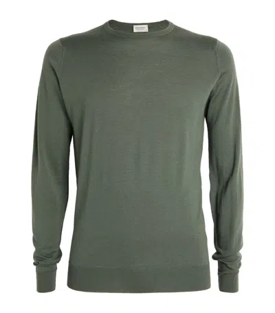 Shop John Smedley Extra-fine Merino Wool Sweater In Green