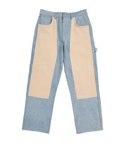 Shop Represent Distressed Carpenter Straight Jeans In Blue