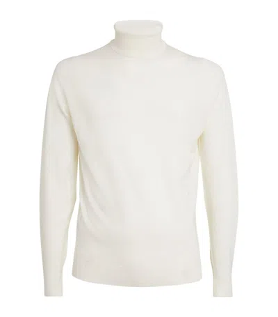 Shop John Smedley Merino Wool Rollneck Cherwell Sweater In White