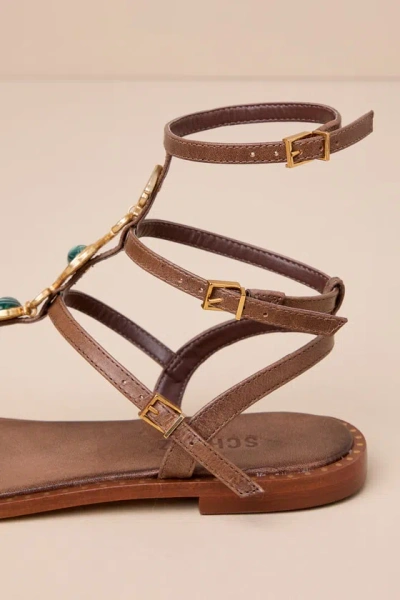 Shop Schutz Malie New Cream Tostado Leather Snake Gladiator Sandals In Brown