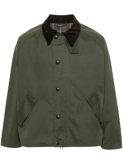 Shop Barbour Os Transport Wax Jacket In Green