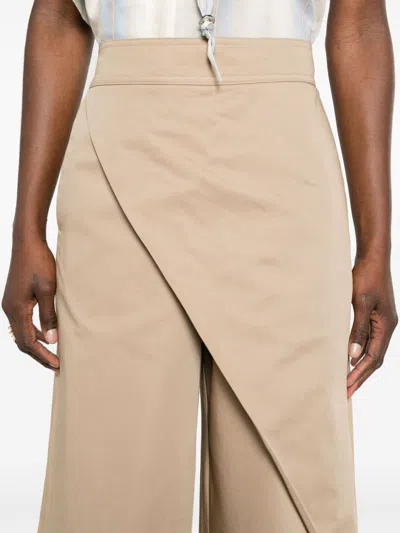 Shop Loewe Wrapped Cropped Trousers In Beige