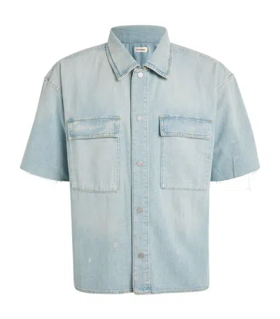 Shop Frame Short-sleeve Denim Shirt In Blue
