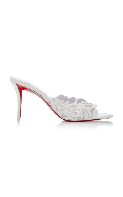 Shop Christian Louboutin Apostropha 80mm Cutout Patent Leather Mules In White