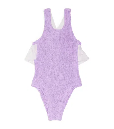 Shop Hunza G Ruffle-trim Lara Swimsuit (2-6 Years) In Purple