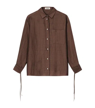 Shop Aeron Linen-blend Soir Shirt In Sienna