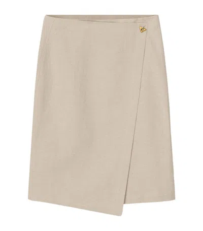 Shop Aeron Linen-cotton Prow Wrap Skirt In Limestone