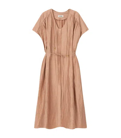 Shop Aeron Linen-blend Linda Dress In Apricot
