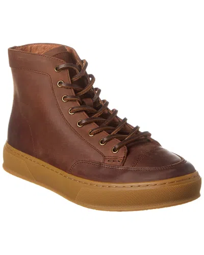 Shop Frye Hoyt Mid Lace Leather Sneaker In Brown
