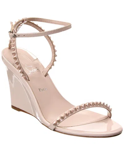 Shop Christian Louboutin So Me 85 Patent Wedge Sandal In Beige
