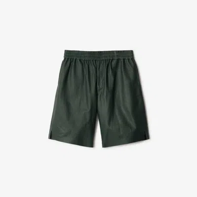 Shop Burberry Leather Shorts In Jungle