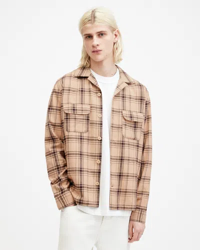 Shop Allsaints Wendel Checked Relaxed Fit Shirt In Bramble Pink