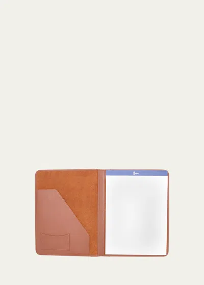 Royce New York Personalized Suede Lined Leather Writing Portfolio In Tan