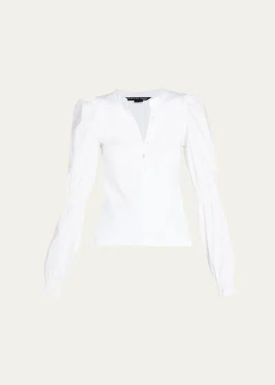 Shop Veronica Beard Effy Button-front Cinched Sleeve Top In White