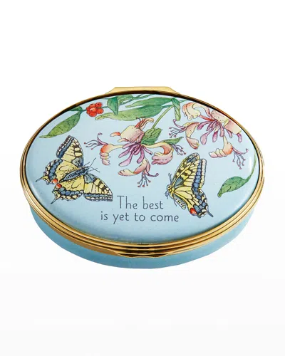 Shop Halcyon Days The Best Is Yet To Come Floral Enamel Box In Blue