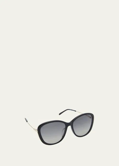 Shop Chloé Gradient Round Acetate Sunglasses In 001 Shiny Solid B