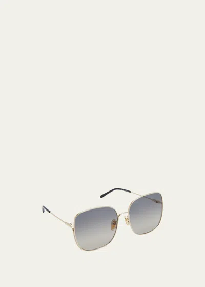 Shop Chloé Gradient Square Metal Sunglasses In 001 Shiny Classic
