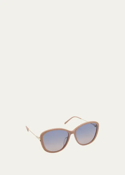 Shop Chloé Gradient Round Acetate Sunglasses In 003 Shiny Solid N