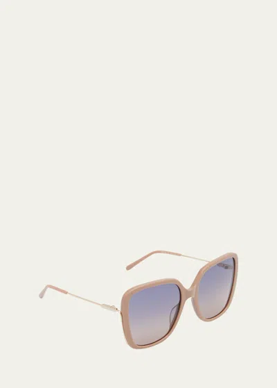 Shop Chloé Square Acetate And Metal Sunglasses In Shiny Solid Nude