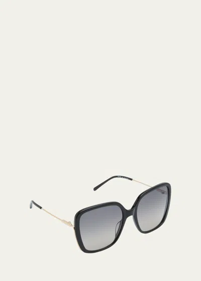 Shop Chloé Square Acetate And Metal Sunglasses In Shiny Solid Black