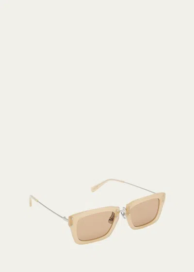 Shop Jacquemus Les Lunettes Soli Acetate Rectangle Sunglasses In 015 Multi-beige