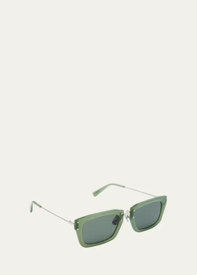 Shop Jacquemus Les Lunettes Soli Acetate Rectangle Sunglasses In 050 Multi-green