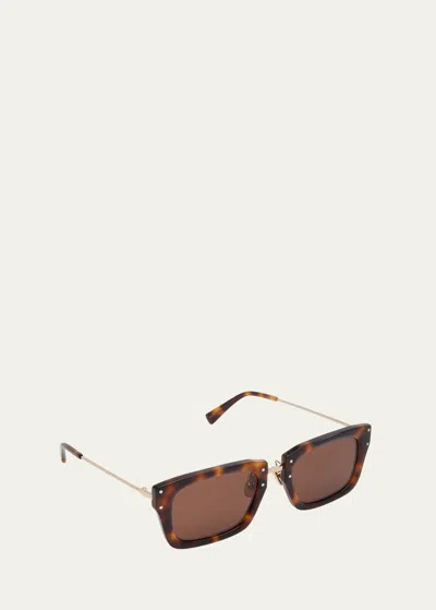 Shop Jacquemus Les Lunettes Soli Acetate Rectangle Sunglasses In 080 Multi-brown
