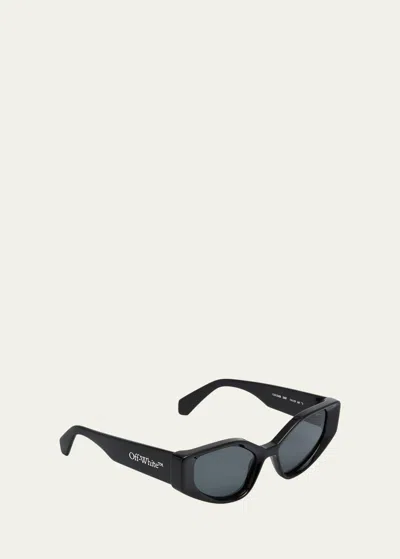 Shop Off-white Memphis Beveled Acetate Cat-eye Sunglasses In Black Dark Grey