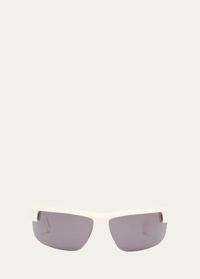Shop Off-white Toledo Acetate Wrap Sunglasses In White Dark Grey