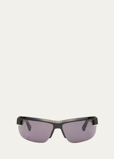 Shop Off-white Toledo Acetate Wrap Sunglasses In Black Dark Grey