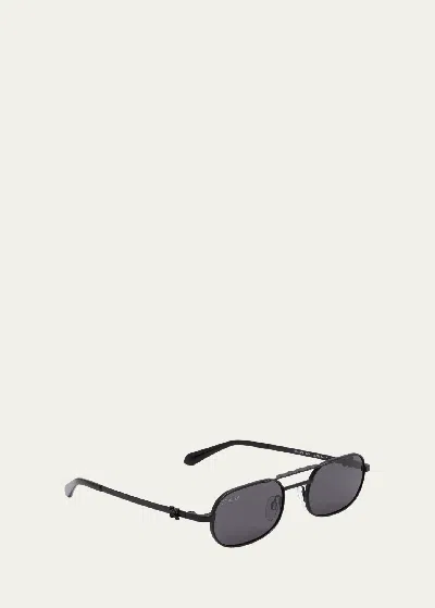 Shop Off-white Baltimore Mixed-media Aviator Sunglasses In Black Dark Grey