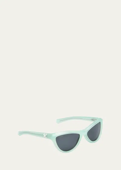 Off-white Atlanta Teal Acetate Cat-eye Sunglasses In Teal Dark Grey
