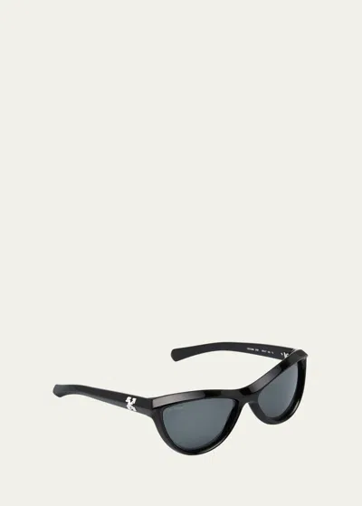 Shop Off-white Atlanta Acetate Cat-eye Sunglasses In Black Dark Grey