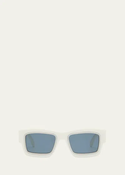 Palm Angels Raymond Square Acetate Sunglasses In White Blue