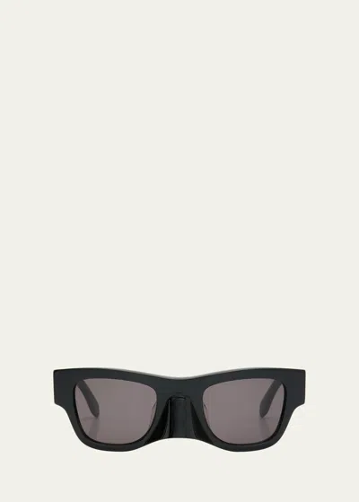 Shop Palm Angels Myrtle Acetate Rectangle Sunglasses In Black Dark Grey
