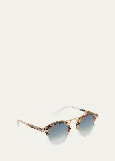 Shop Krewe Stl Ii Two-tone Acetate Aviator Sunglasses In Poppy To Crystal