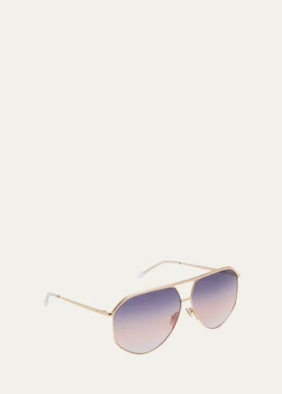 Shop Isabel Marant Angular Stainless Steel Aviator Sunglasses In Ff Rose Gold