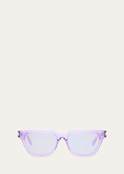 Shop Saint Laurent Sl 462 Suplice Acetate Cat-eye Sunglasses In Shiny Transparent