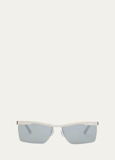 Shop Off-white Rimini Metal Alloy & Plastic Aviator Sunglasses In Silver Mirror Sil