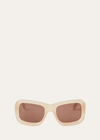 Shop Off-white Verona Arrow Logo Acetate Butterfly Sunglasses In Sand Brown