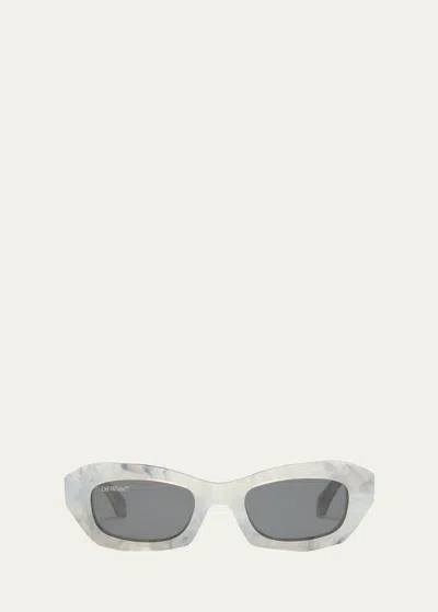Shop Off-white Venezia Acetate Cat-eye Sunglasses In Marble Dark Grey