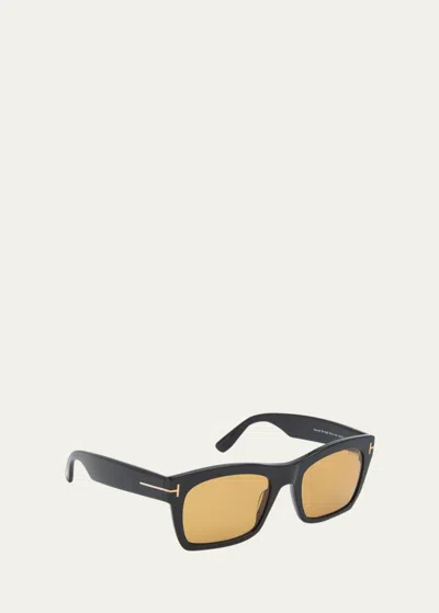 Shop Tom Ford Nico Acetate Square Sunglasses In 01e Black
