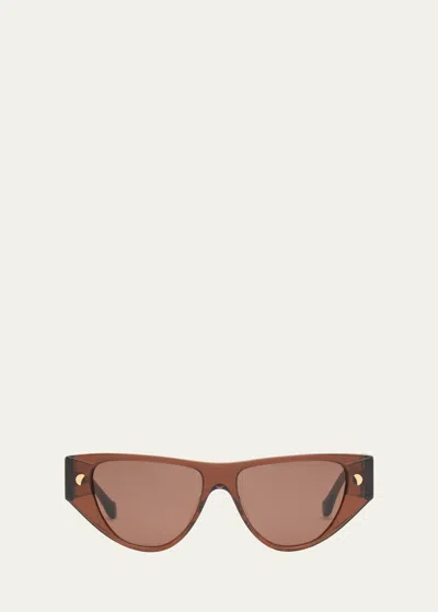 Shop Nanushka Emme Acetate Cat-eye Sunglasses In Brown