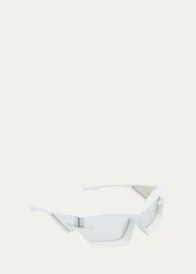 Shop Givenchy Givcut Nylon Wrap Sunglasses In White Smoke Mirro