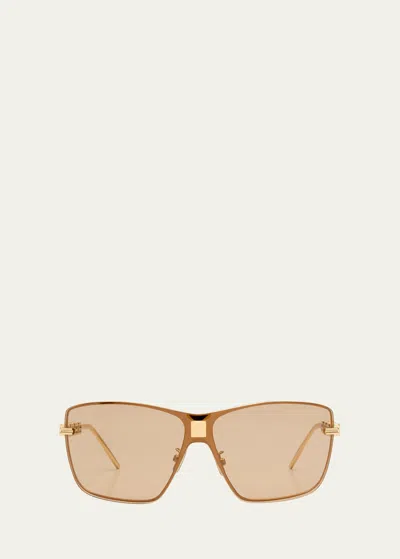 Shop Givenchy 4g Metal Alloy Shield Sunglasses In Shiny Endura Gold