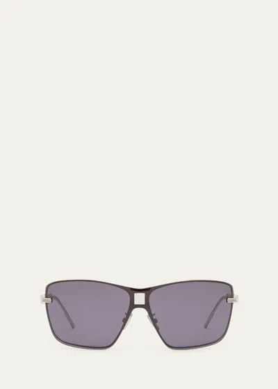 Shop Givenchy 4g Metal Alloy Shield Sunglasses In Shiny Palladium