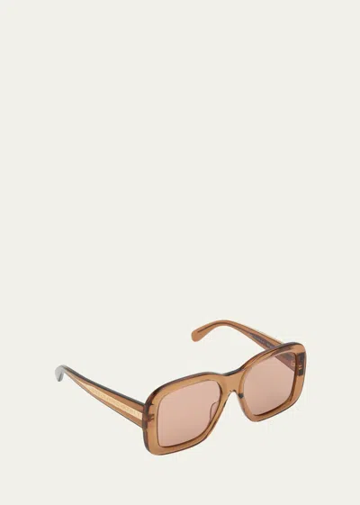 Shop Stella Mccartney 2001 Acetate Square Sunglasses In Shiny Beige Brown