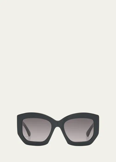 Shop Emilio Pucci Oversized Logo Acetate & Metal Sunglasses In Shiny Black Pale