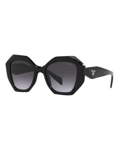 Shop Prada Geometric Acetate Sunglasses In Black